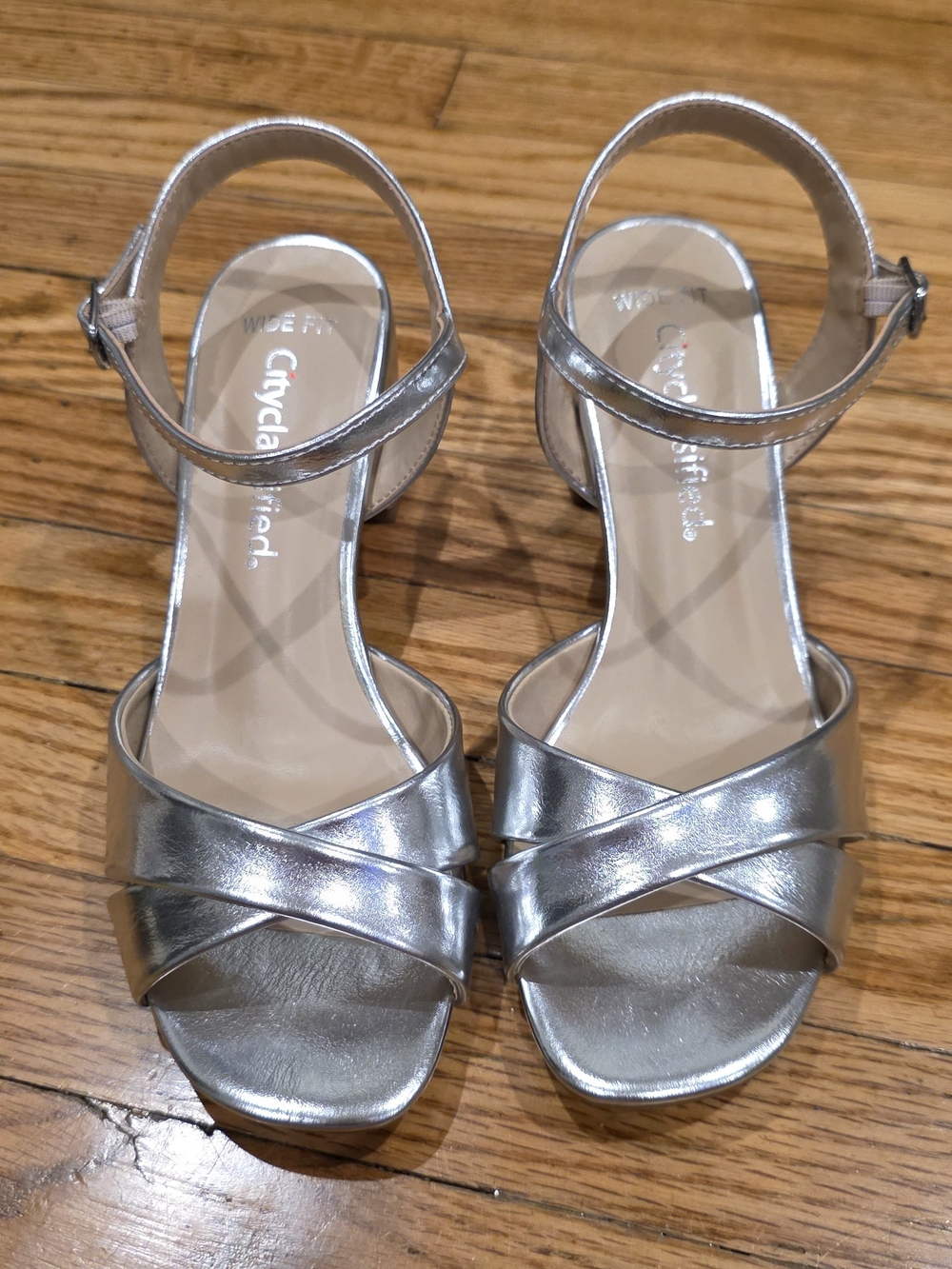 Cityclassified Silver Metallic Block Heel Sandals